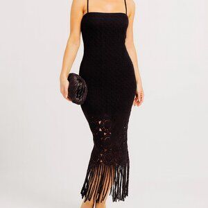 New Torn by Ronny Kobo Toby Black Crochet Dress Size XS